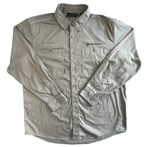 DRI DUCK Partners Mens Button Down Long Sleeve Work Shirt Beige Large Outdoors